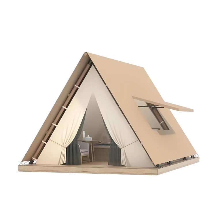 Tienda de campaña glamping con estructura en forma de A